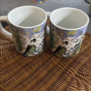 Artistic Blue and White Ceramic Mugs